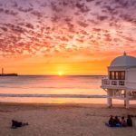 Atardecer en Playa de la Caleta en Cádiz
