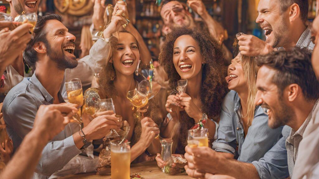 Grupo de amigos celebrando el Carnaval de Cádiz